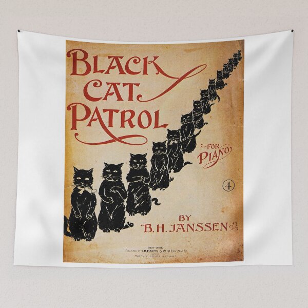 Item preview, Vintage retro advert featuring a black cat designed and sold by colliophoto.