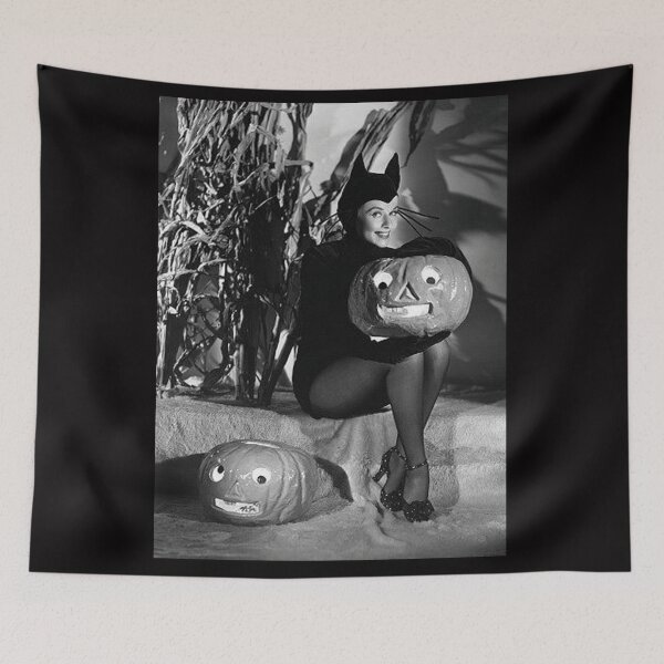 Item preview, Glamorous Witch Cat and Her Pumpkin designed and sold by VintageManiac.