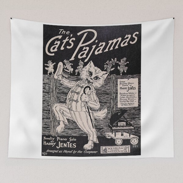 Item preview, Vintage retro advert featuring a cat in pajamas designed and sold by colliophoto.