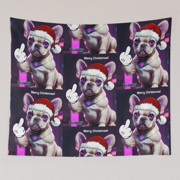Item preview,  Merry Christmas! funny Space Frenchie giving the finger designed and sold by PineappleBlend.