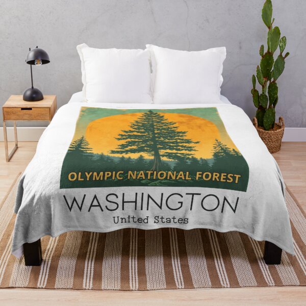Item preview, Ilustración de viaje vintage del Bosque Nacional Olímpico, Washington, EE. UU. designed and sold by GoodOldVintage.