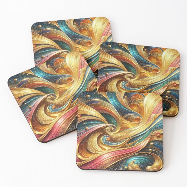 Item preview, A colourful masterpiece: golden waves in bright colours designed and sold by FotoworldEdel.