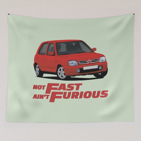 Item preview, Not Fast - Ain't Furious with a red Micra / March designed and sold by knappidesign.