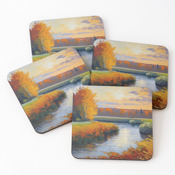 Item preview, Field in early autumn with river designed and sold by MoodyFrames.