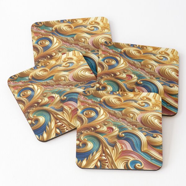 Item preview, A colourful masterpiece: golden waves in bright colours designed and sold by FotoworldEdel.