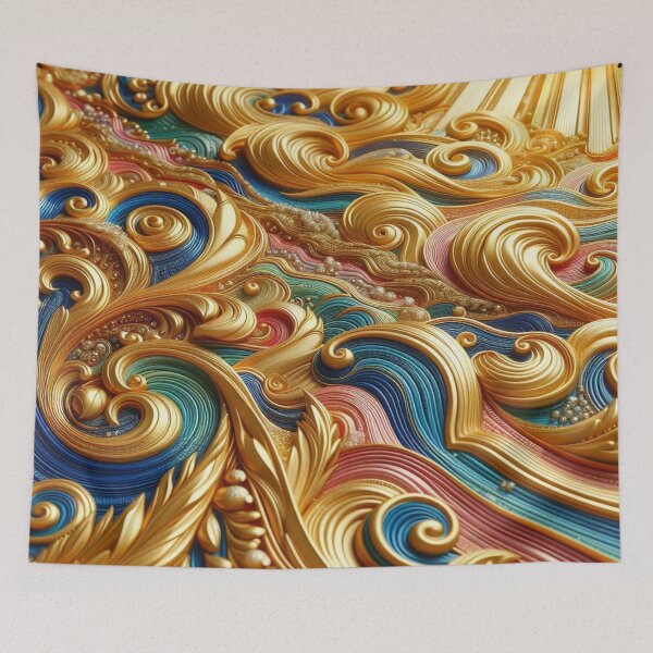 Item preview, A colourful masterpiece: golden waves in bright colours designed and sold by FotoworldEdel.