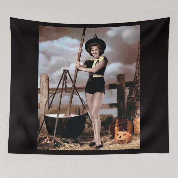 Item preview, Halloween Glamorous Witch with a Cauldron designed and sold by VintageManiac.