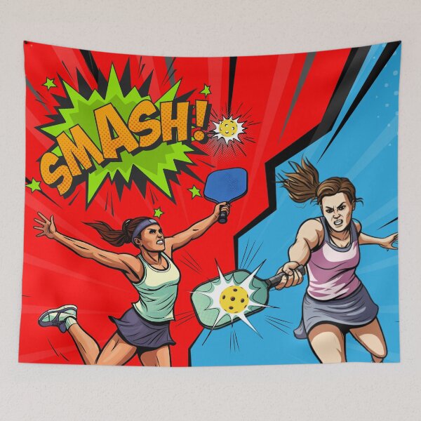 Item preview, Pickleball Smash Comic Action Duo designed and sold by OutofFocusShop.