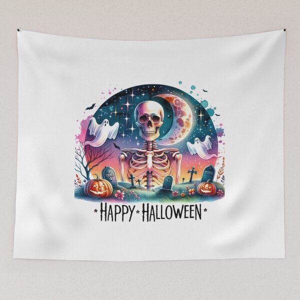 Item preview, Moonlit Haunts – Skeletons and Ghosts in a Spooky Graveyard designed and sold by artedigital99.