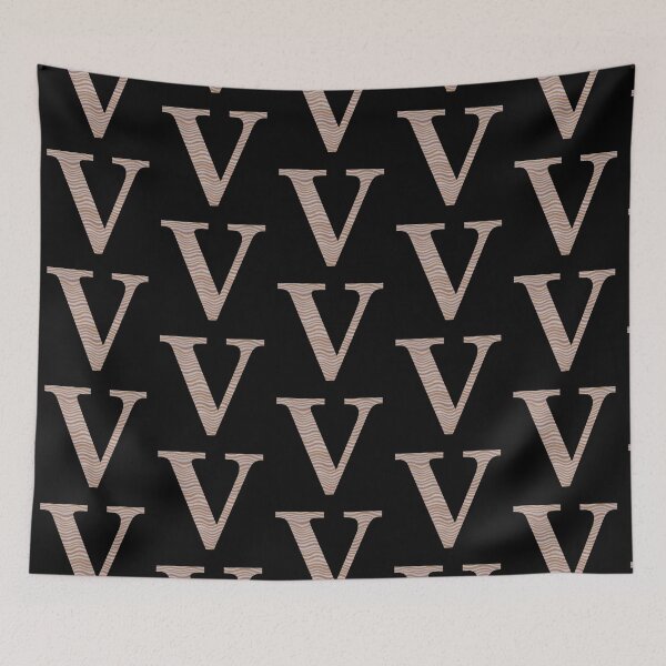 Item preview, Letter V Metallic Look Stripes Silver Gold Copper designed and sold by theartofvikki.