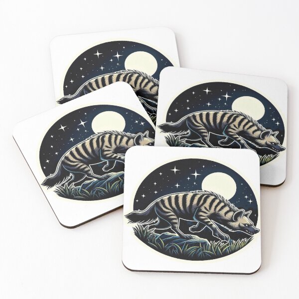 Item preview, Striped hyena prowling through the night in the savannah, showcasing the mystery of exotic wildlife designed and sold by KreaDesignOne.