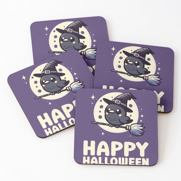 Item preview, Cute Witch Crow on Broomstick Happy Halloween Crow Witch Costume Sticker Halloween Card designed and sold by Gay-Koala.
