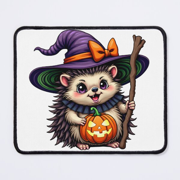 Item preview, Halloween hedgehog with pumpkin dressed as a witch sticker designed and sold by VelvetClawStudio.