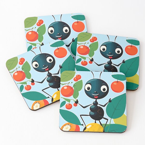 Item preview, Happy black ant with fruits and leaves designed and sold by WorkerAnts.