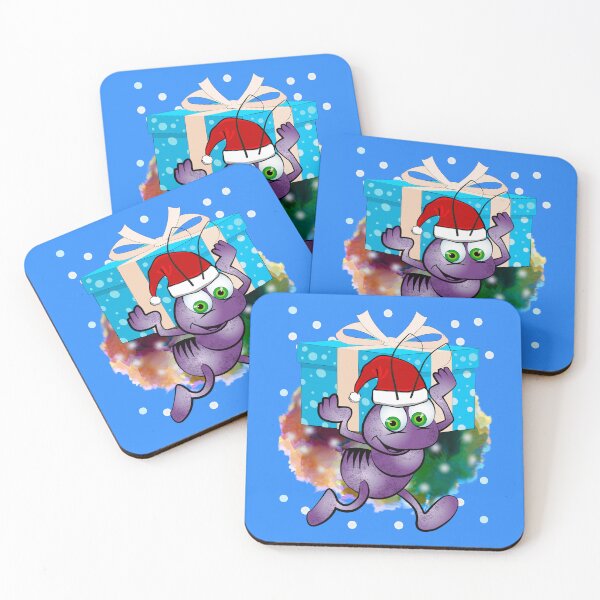 Item preview, purple ant with santa hat and gift designed and sold by WorkerAnts.