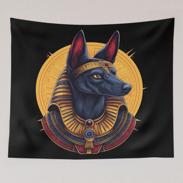 Item preview, A vibrant colorful design of the Egyptian God Anubis. designed and sold by HEMRO.