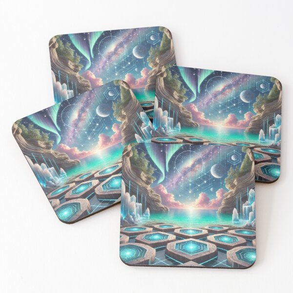 Item preview, Geometric Crystal Pools Under a Celestial Sky designed and sold by Meta2Physical.