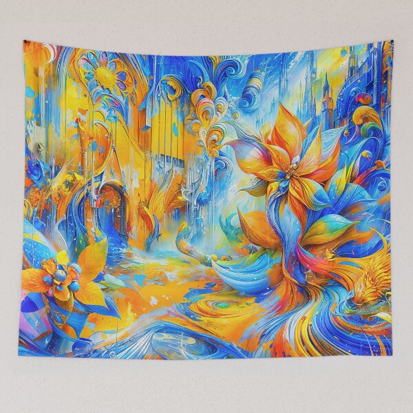 Item preview, Vibrant Surrealistic Floral Cityscape Painting designed and sold by blackhalt.