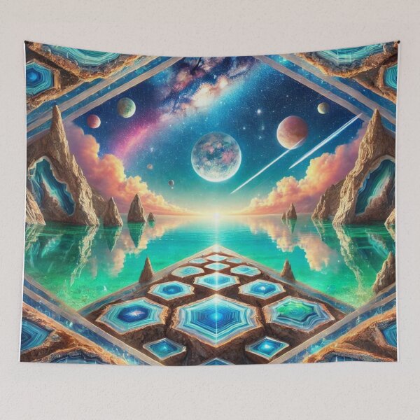 Item preview, Divine Crystal Dreamscape: Geode Pools Under a Cosmic Sky designed and sold by Meta2Physical.