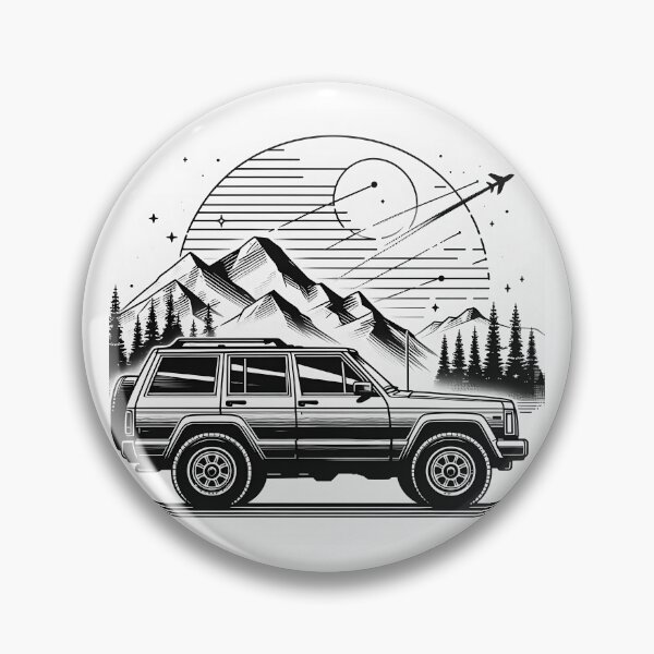 Item preview, Cherokee XJ 4x4 USA offroad Vintage old school vehicle  -  black line art  designed and sold by Off-Road-Zone.