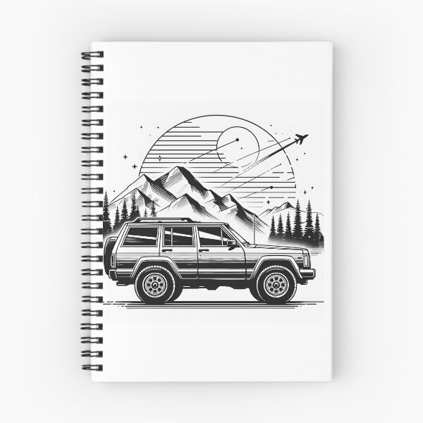 Item preview, Cherokee XJ 4x4 USA offroad Vintage old school vehicle  -  black line art  designed and sold by Off-Road-Zone.