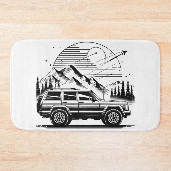 Item preview, Cherokee XJ 4x4 USA offroad Vintage old school vehicle  -  black line art  designed and sold by Off-Road-Zone.