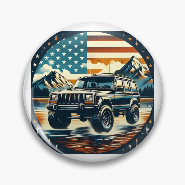 Item preview, Cherokee XJ 4x4 USA offroad Vintage old school vehicle  -  black line art  designed and sold by Off-Road-Zone.