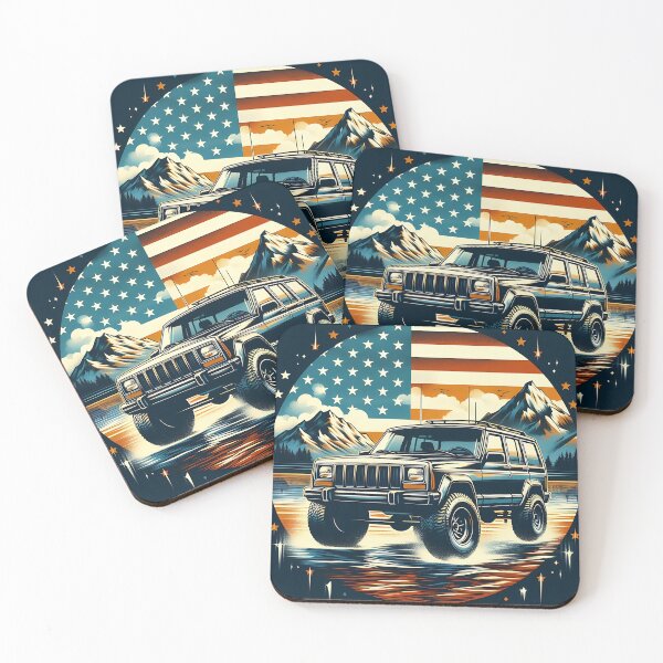 Item preview, Cherokee XJ 4x4 USA offroad Vintage old school vehicle  -  black line art  designed and sold by Off-Road-Zone.