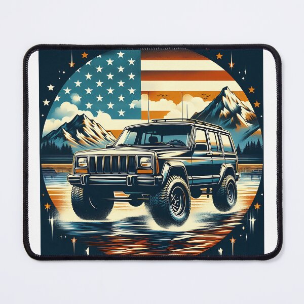 Item preview, Cherokee XJ 4x4 USA offroad Vintage old school vehicle  -  black line art  designed and sold by Off-Road-Zone.