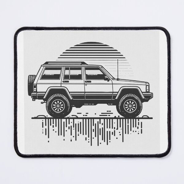 Item preview, Cherokee XJ 4x4 USA offroad Vintage old school vehicle  -  black line art  designed and sold by Off-Road-Zone.