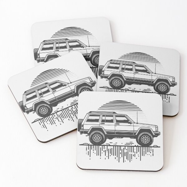 Item preview, Cherokee XJ 4x4 USA offroad Vintage old school vehicle  -  black line art  designed and sold by Off-Road-Zone.