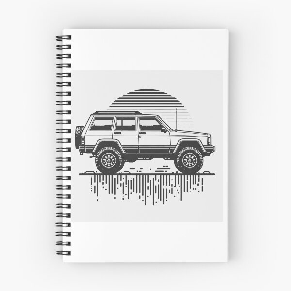 Item preview, Cherokee XJ 4x4 USA offroad Vintage old school vehicle  -  black line art  designed and sold by Off-Road-Zone.