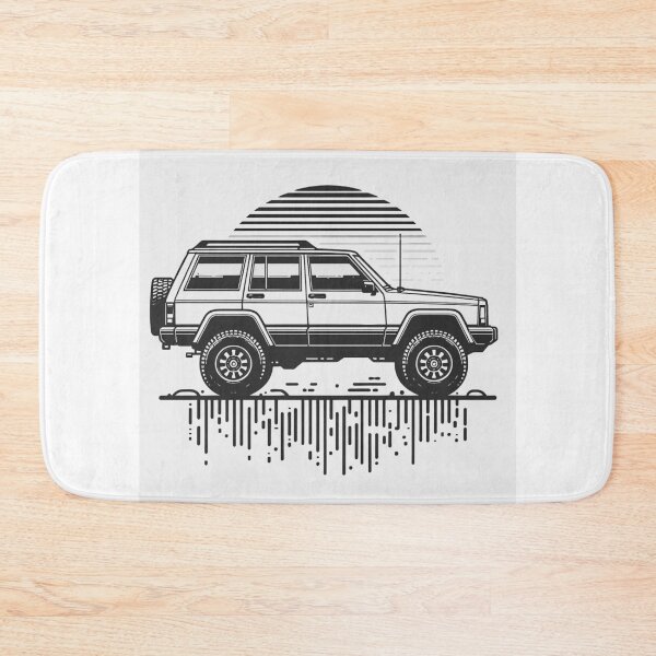 Item preview, Cherokee XJ 4x4 USA offroad Vintage old school vehicle  -  black line art  designed and sold by Off-Road-Zone.