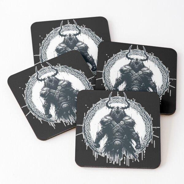 Item preview, Monochromatic Viking Warrior Bear Celtic Knotwork designed and sold by TomFrontierArt.