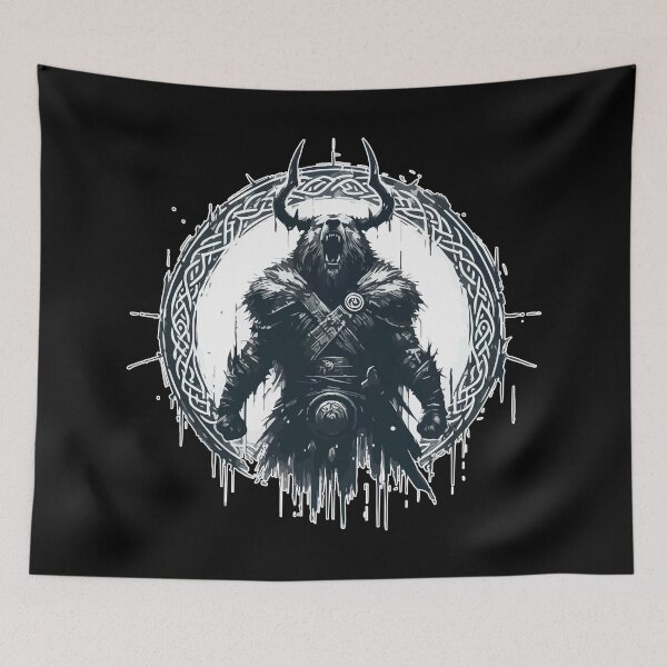 Item preview, Monochromatic Viking Warrior Bear Celtic Knotwork designed and sold by TomFrontierArt.
