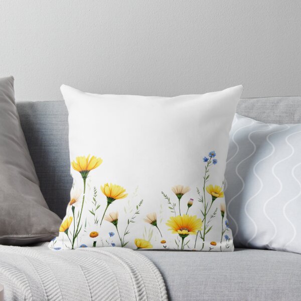 Item preview, Tiny Blue Yellow White Flowers - @fluidwatercolor designed and sold by fluidwatercolor.