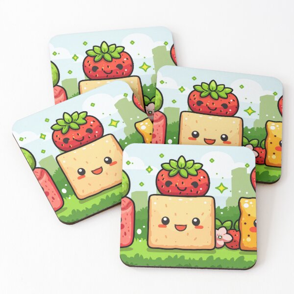 Item preview, Kawaii Square Food Characters on Green Grass designed and sold by AI Gizmo.