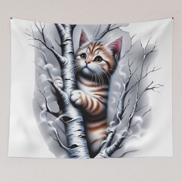 Item preview, "Intrigued Look: The Cat on the Birch" designed and sold by CHRIST5000.