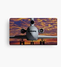 Airplane - Front view at sunset Canvas Print