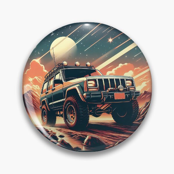 Item preview, Cherokee XJ 4x4 USA offroad Vintage old school vehicle  -  black line art  designed and sold by Off-Road-Zone.