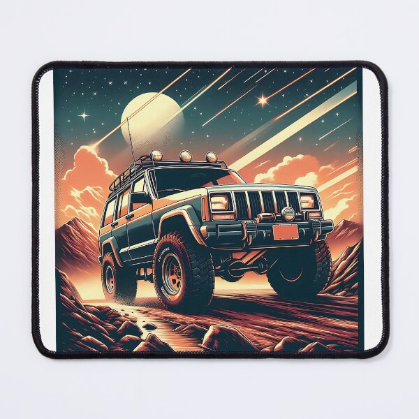 Item preview, Cherokee XJ 4x4 USA offroad Vintage old school vehicle  -  black line art  designed and sold by Off-Road-Zone.