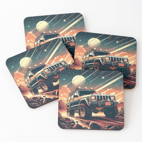 Item preview, Cherokee XJ 4x4 USA offroad Vintage old school vehicle  -  black line art  designed and sold by Off-Road-Zone.