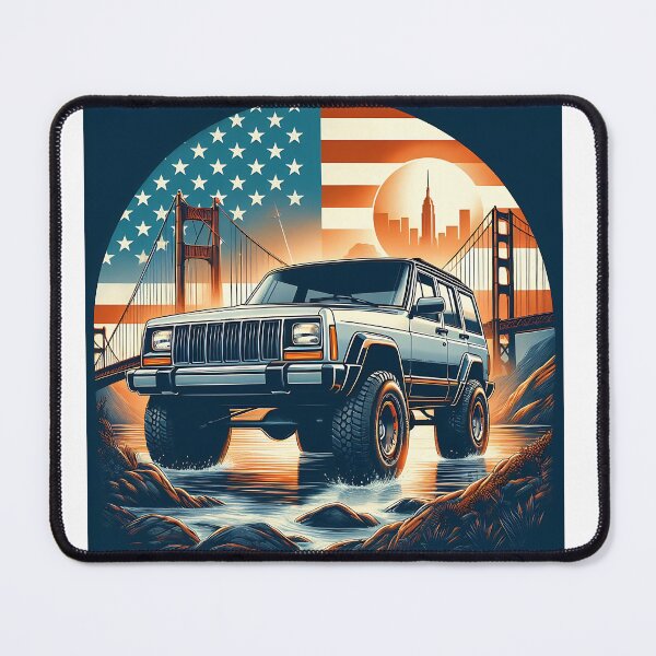 Item preview, Cherokee XJ 4x4 USA offroad Vintage old school vehicle  -  black line art  designed and sold by Off-Road-Zone.