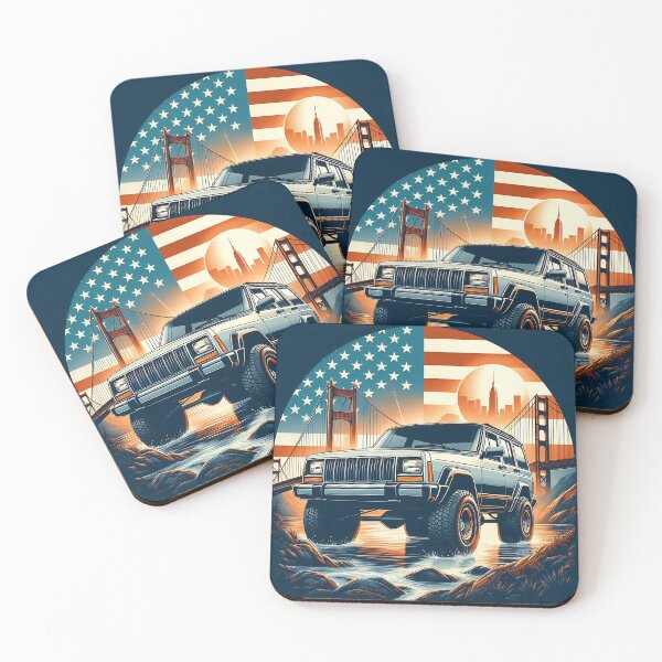 Item preview, Cherokee XJ 4x4 USA offroad Vintage old school vehicle  -  black line art  designed and sold by Off-Road-Zone.