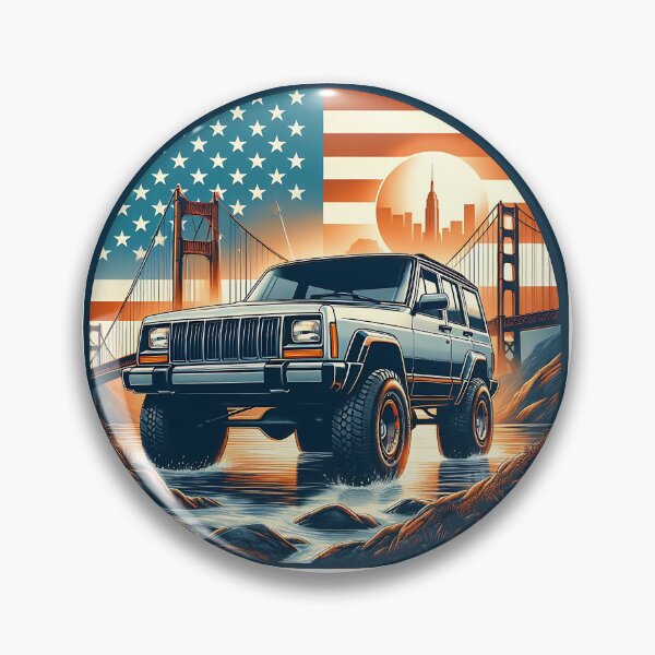Item preview, Cherokee XJ 4x4 USA offroad Vintage old school vehicle  -  black line art  designed and sold by Off-Road-Zone.