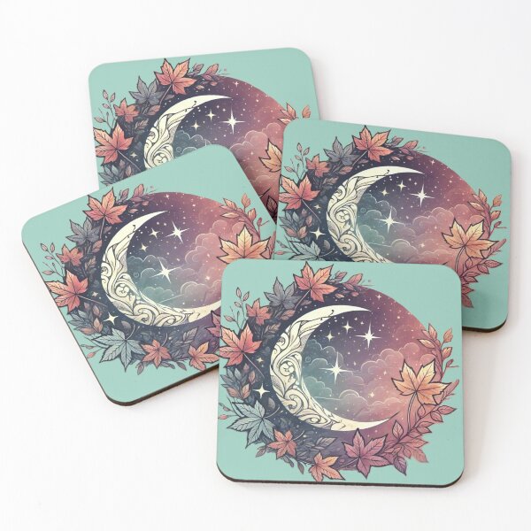 Item preview, Mystical Crescent Moon & Autumn Leaves - Dreamy Fall Design” designed and sold by CreationbyNiki.