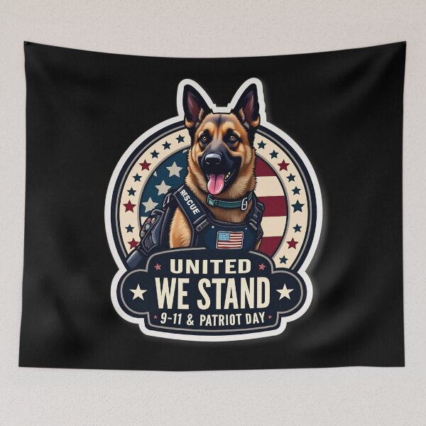 Item preview, United we stand Patriot Day - k9 German Shepherd rescue dog designed and sold by The  Knick Knack Nook.