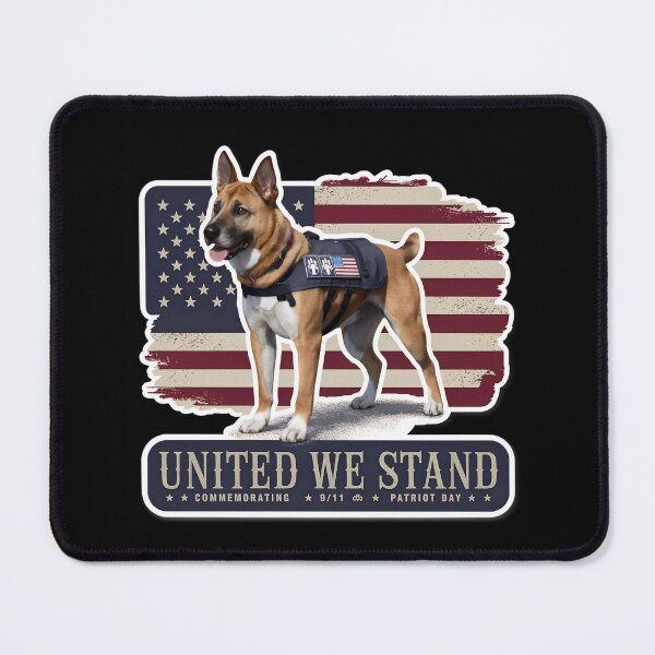 Item preview, United we stand Patriot Day - k9 German Shepherd rescue dog designed and sold by The Knick Knack Nook.