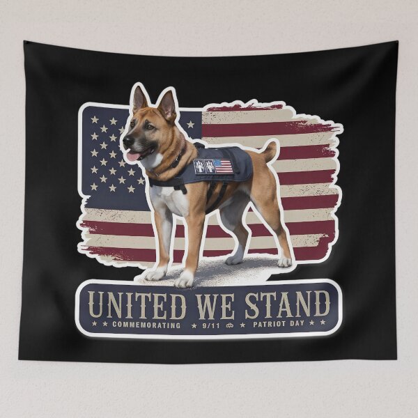 Item preview, United we stand Patriot Day - k9 German Shepherd rescue dog designed and sold by The  Knick Knack Nook.