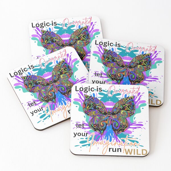 Item preview, Logic is Overrated" Vibrant Butterfly Art with Intricate Designs designed and sold by TOA Timeless Original Apparel.